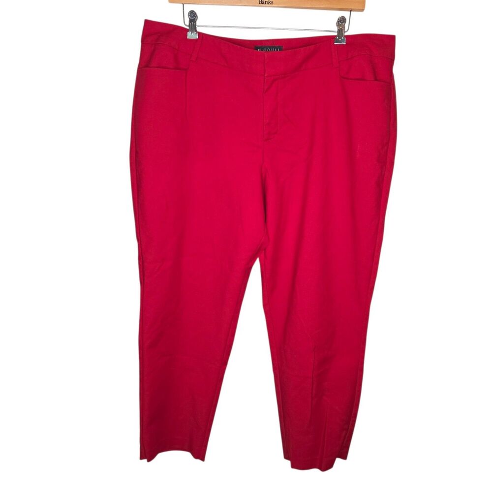 ELOQUII Kady Fit Red Ankle Pants Plus Size 20R Tapered Career Trousers Stretch